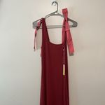 Summersalt  NWT Poplin Ribbed Tie Shoulder‎ Red Maxi Dress Size Large Photo 7