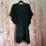 Cover 2 Cover Black V Neck Drawstring Waist Fringe Hem Swim Coverup Size M Size M Photo 8