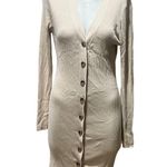 Sanctuary  Women's Beige Ribbed Knit Cardigan Dress Size L Casual Photo 3