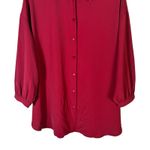 EXPRESS NWT  Button Down Top Womens L Red 3/4 Sleeve Relaxed Minimalist Office Photo 3