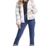 Abercrombie & Fitch A&F Sherpa Check Fleece Plaid Full Zip Jacket Coat Gray and White Size Medium Photo 0