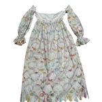 Rosie Assoulin Strapless Babydoll Maxi Dress sz 4 Watercolor Print Bell Sleeves White Photo 11