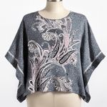 Bob Mackie  Wearable Art Kaftan Blouse Kimono Medium Pink Paisley Poncho Top Boho Photo 0