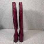 Steve Madden  Women's Knee High “Triumph” Boots Size 7 Burgundy Croc-Embossed Photo 1