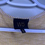 W5 Mustard Yellow Striped Buttons Tie Front Shirt Medium Short Sleeve Summer Top Photo 1