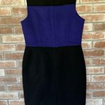 Talbots Wool Sheath Dress Size 12 Blue Black Colorblock Professional Photo 3