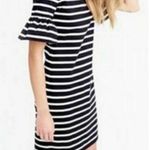 J.Crew striped shirt bell sleeve mini shift dress pullover black white … Photo 3