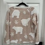 NWT Chelsea & Theodore Polar Bear Sweatshirt Pullover Pink Faux Fur Cozy Size XS Photo 4