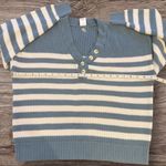 PINK - Victoria's Secret VICTORIA SECRET | PINK Cambridge Knit Henley Beach Sweater Blue/Ivory Striped M Photo 8