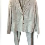 Le Suit NWT  2 piece Ivory pinstripe pant suit 99% cotton. Size 12. Summer Suit Photo 0