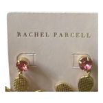 Rachel Parcell NWT--GOLD TONE FLOWER EARRINGS Beautiful gold plated flower earrings with pink stones, durable and shiny, nickel free for sensitive ears, brand new Photo 3