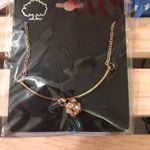 NEW Stone Ball & Bar Necklace Gold Tone Dangle Photo 2