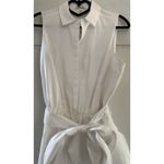 EXPRESS White Sleeveless Button Down Shirt Dress Tie Waist Belt Ruffle Sz S Photo 2