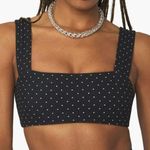 We Wore What NEW Women's Size Small Dotted Black Bandeau Athletic Crop Top Photo 0