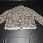 Free People Womens Leopard Print Raw Hem Cropped Denim Jacket Medium Photo 1