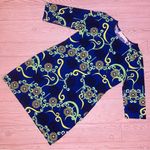 Tracy Negoshian Vintage  crop sleeve midi dress floral across blue and yellow LG Photo 0