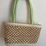 The Sak  Straw Purse Tote Pale Green Interior Fabric Drawstring Closure Picnic Photo 0