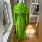 Vintage 1960s Handmade Lime Green White Polka Dot Column Maxi Dress and Scarf Photo 4