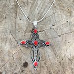 925 Sterling Silver Italian Coral Necklace Handmade Gemstone Womens Jewelry Red Photo 1