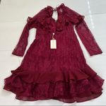 For Love & Lemons NWT Daphne Mini Dress Bordeaux, S Photo 3
