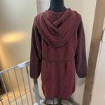 Title Nine Full Zip Tunic Sweater Sweatshirt Hooded Maroon Red Knit Waffle L Photo 7