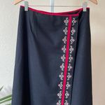 Ann Taylor beautiful rare velvet trim wool embroidered wrap skirt Photo 1