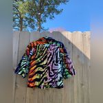 Just Be Just B Rainbow Tiger Stripe Jacket Womens Medium Flared 3/4 Sleeve Full Zip Photo 6