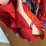 Badgley Mischka Belle Red Ikat Midi Sheath Dress with Enamel Bead Work at Chest Photo 8