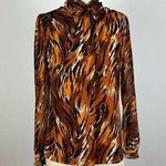 Julie Brown  Tie Neck Tiger Print Button Front Blouse Photo 0