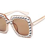 🆕 Women Oversized Rhinestone Sunglasses Square Bling Glasses Tan/Brown🆕 Tan Photo 2