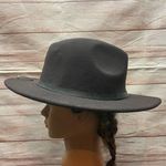 W•S•B Brown Fedora Hat Size 58 Faux Leather Band W/Buckle Decoration gold chain Photo 9
