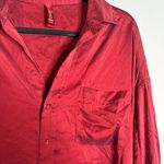 SKIMS  deep red silk oversized pajama tunic shirt Photo 1