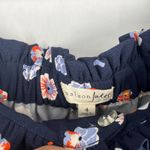 Maison Jules Pants Womens 4 Blue Floral Print Straight Leg High Rise Pleated Photo 3