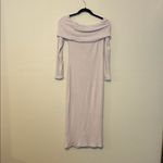 Revolve‎ Enza Costa Nude Sweater Knit Off Shoulder Midi Dress Size Medium Tan Photo 5