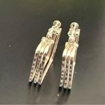 Vintage Signed 925 MEX Sterling Silver Triple Hollow Tube Square Hoop Earrings Photo 6