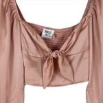 Princess Polly Cropped Long Sleeve Estee Top in Light Pink Satin Size 4 Photo 4