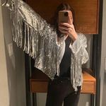 Triple Threads Silver Sequin Fringe Jacket Photo 3