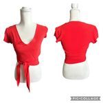 Flynn Skye That's a Wrap Crop Top Flutter Sleeve Coral Size Small Summer Beach Photo 1