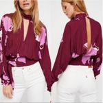 Free People ‘Say You Love Me’ Open Back Keyhole Blouse in Burgundy Size Small Photo 1