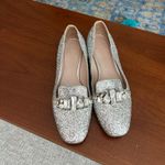 Miu Miu  silver glitter rhinestone loafer square toe block heel pump 37.5  Photo 3