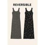 Y2K 90s Reversible Black Floral Maxi Dress Sleeveless Med Soft Grunge Indie Photo 1