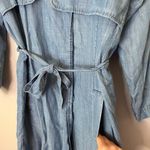 Anthropologie Second Female Belted Chambray Denim Duster Trench Coat Blue Photo 3