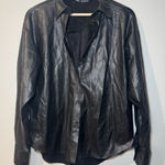 ZARA  Faux Vegan Leather Shirt Jacket Button Down Black Sz S Photo 0