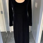Vintage Black Velvet Long Sleeve Maxi Dress Witchy Whimsigoth Size L Photo 0