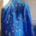 Diane Von Furstenberg  L/S FLORAL LACE JACKET BLUE SIZE 2 Photo 2