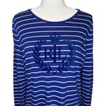 Ralph Lauren LRL  Shirt Top XL Blue Royal Striped Casual Cotton Long Sleeve Crest Photo 1