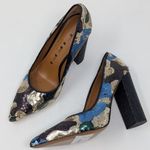TIFFI Sequin Pointed Toe Block Heels Black Gold Blue Size 37 Photo 14