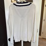 CHAPS  White & Navy Preppy Varsity Pull Over V-Neck Tennis 100% Cotton Sweater XL Photo 2