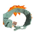 Shakira Huichol Seed Bead Cuff Bracelet 3D Flowers Turquoise Orange 3 Sizes NWT Photo 4