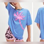 Free People NWT  Ragabond Striped Palm Applique Tee - electric blue combo - XS Photo 2
